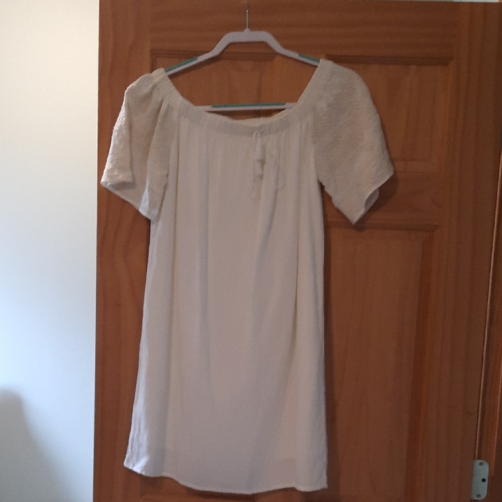 Old Navy Cream Smocked Midi Dress